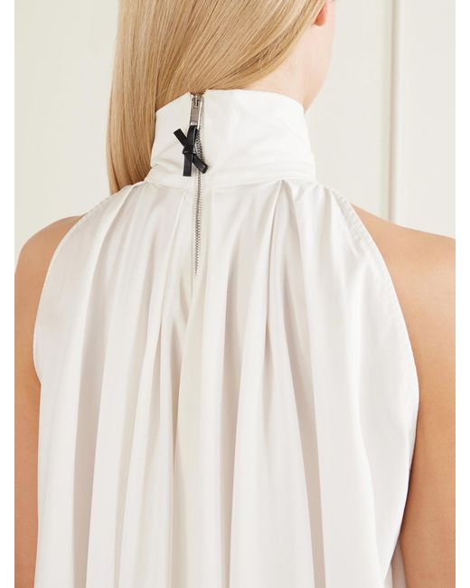 Givenchy White Tie-Detailed Pleated Cotton Mini Dress