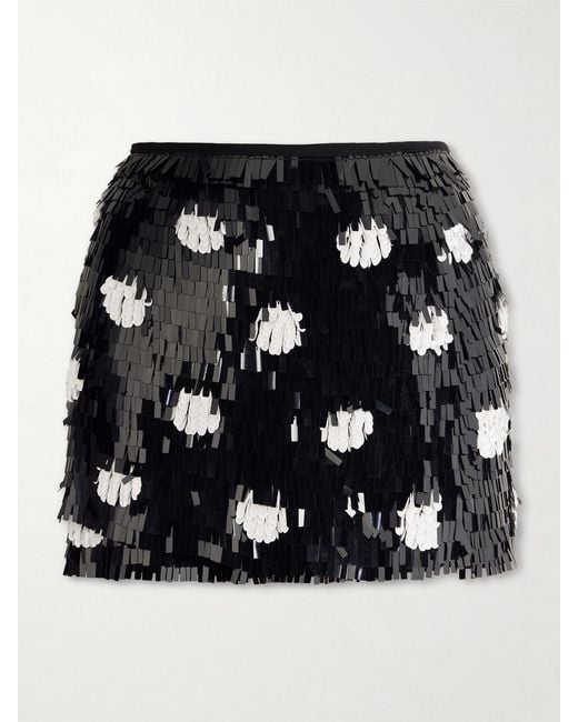 Dries Van Noten Black Sequined Mini Skirt