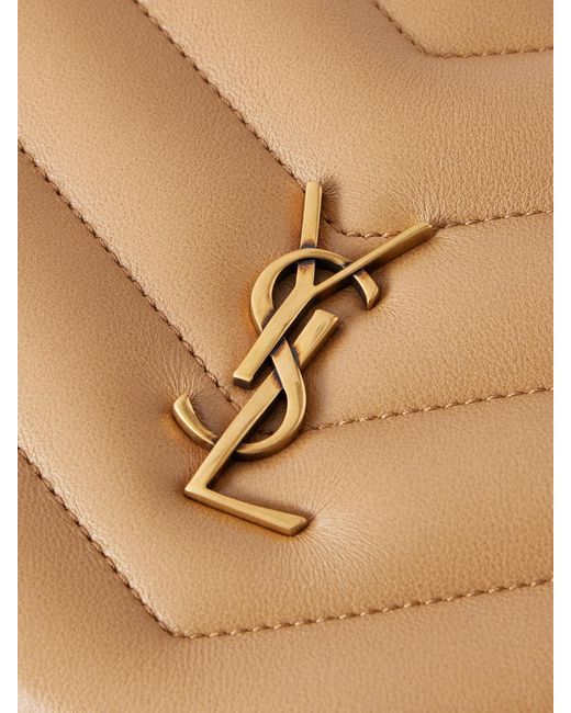 Saint Laurent Natural Loulou Quilted Textured-Leather Shoulder Bag