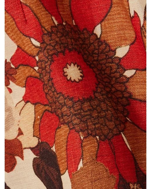 Sir Red Castella Floral-Print Linen Halterneck Mini Dress