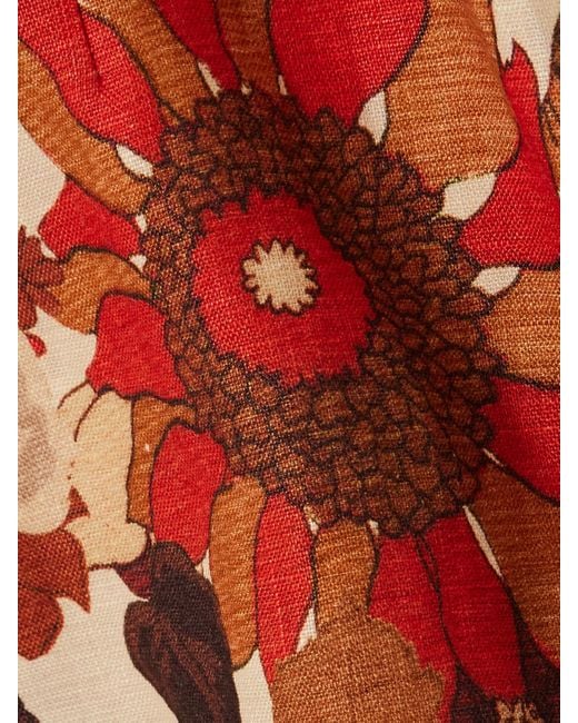 Sir Red Castella Floral-Print Linen Halterneck Mini Dress