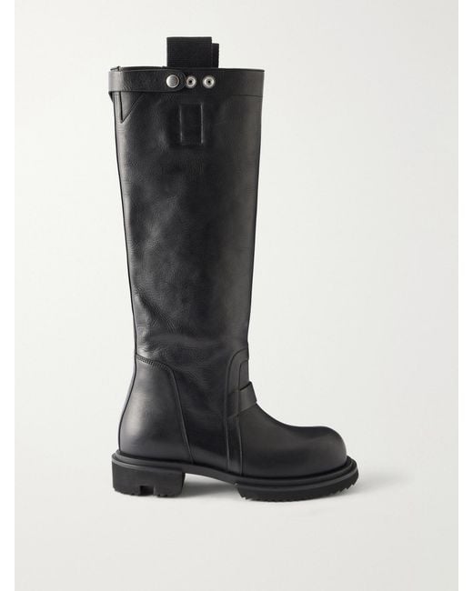 Rick Owens Black Leather Knee-High Boots