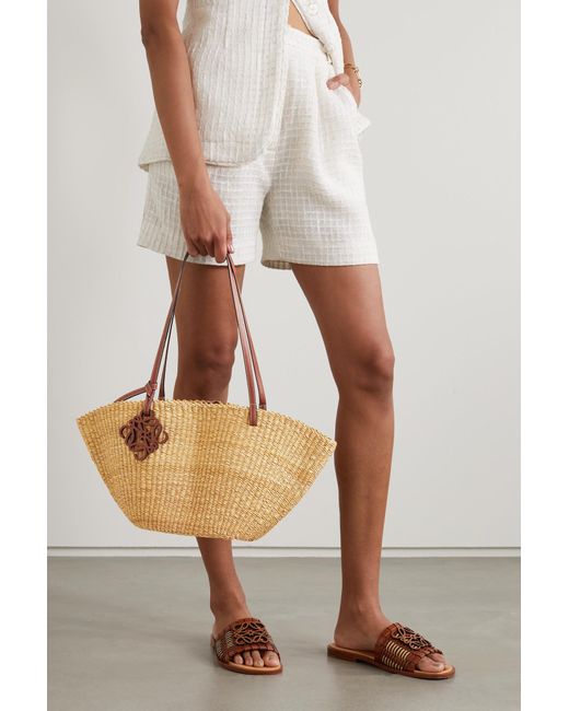 loewe leather trimmed basket bag