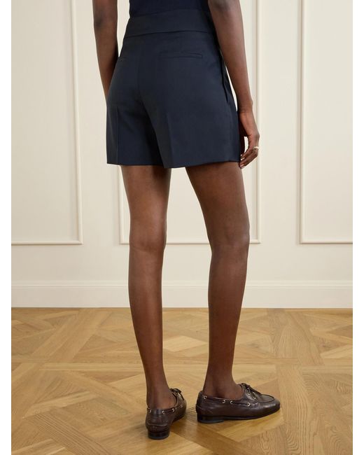 Max Mara Blue Pleated Wool Shorts