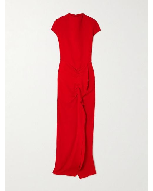 TOVE Red Beth Ruffled Jersey Maxi Dress