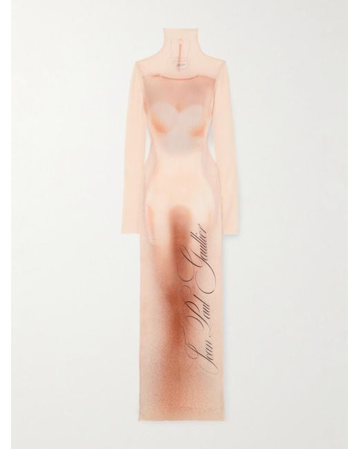 Jean Paul Gaultier Pink Le Classique Printed Stretch-Jersey Turtleneck Maxi Dress