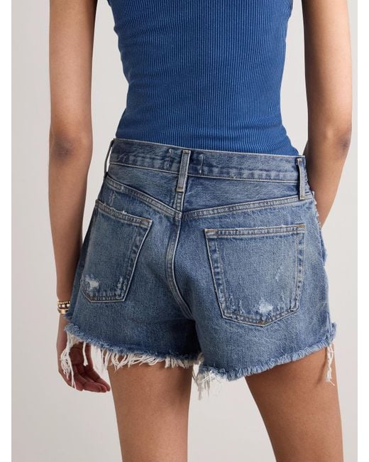 Agolde Blue Parker Vintage Cutoff Organic Denim Shorts