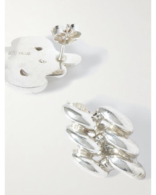YSSO White Mini Chain Link Sterling Earrings