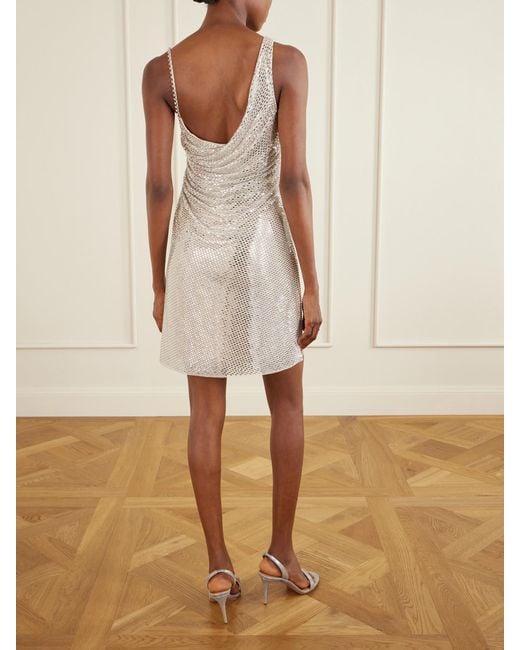 Self-Portrait Natural Embellished Draped Tulle Mini Dress