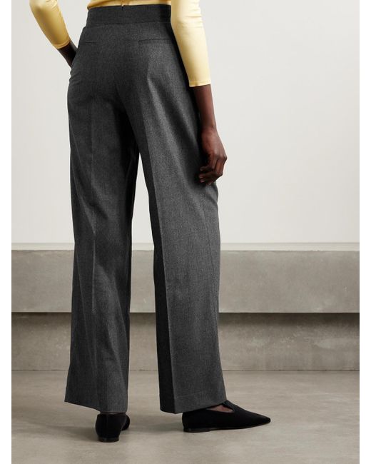 Sa Su Phi Gray Bogart Pleated Wool-Blend Flannel Wide-Leg Pants