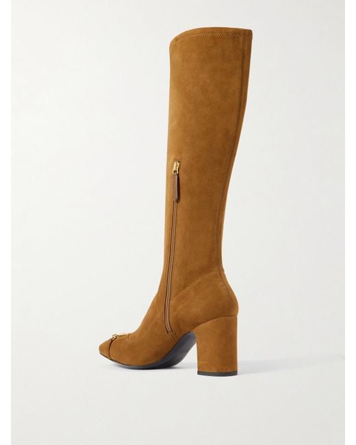 Gucci Brown Horsebit-Detailed Suede Knee Boots
