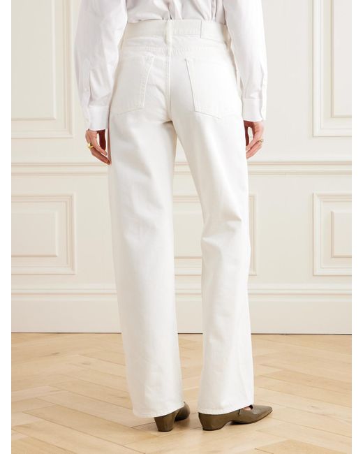 Ralph Lauren White Halbhohe Jeans Mit Weitem Bein