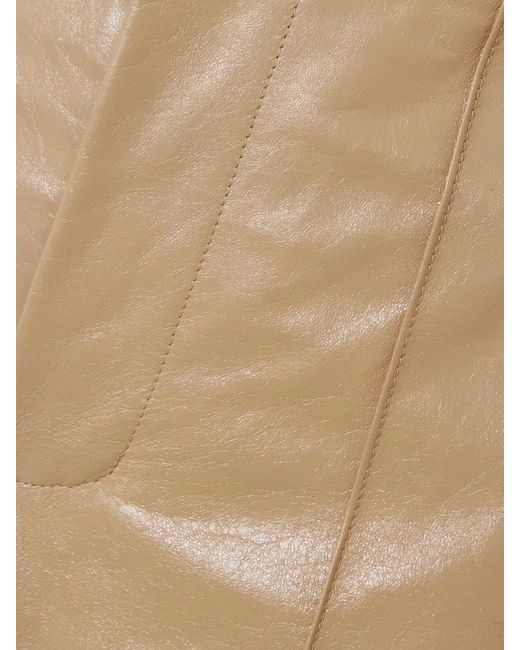Marni Natural Pintucked Leather Wide-Leg Pants