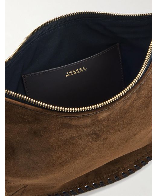 Isabel Marant Natural Oskan Soft Schultertasche Aus Veloursleder Mit Details Im Überwendlichstich