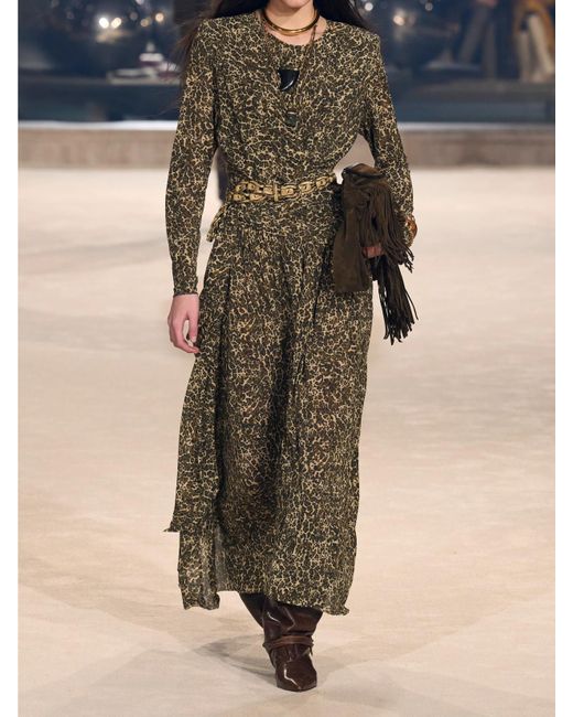 Isabel Marant Natural Zeidi Wrap-Effect Draped Leopard-Print Stretch-Jersey Midi Dress