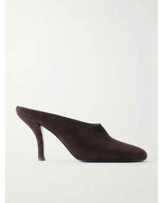 Totême Brown Contour Suede Mules