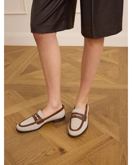 Church's Natural Heswall 2 Leather-Trimmed Canvas Penny Loafers