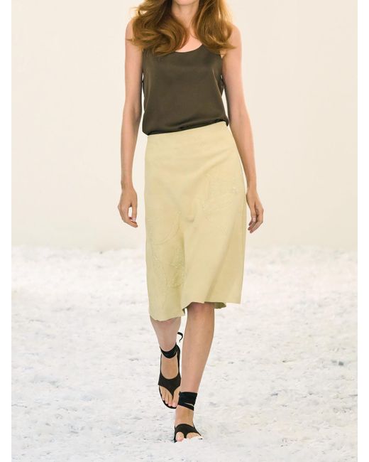 16Arlington Yellow Dafne Embellished Suede Midi Skirt