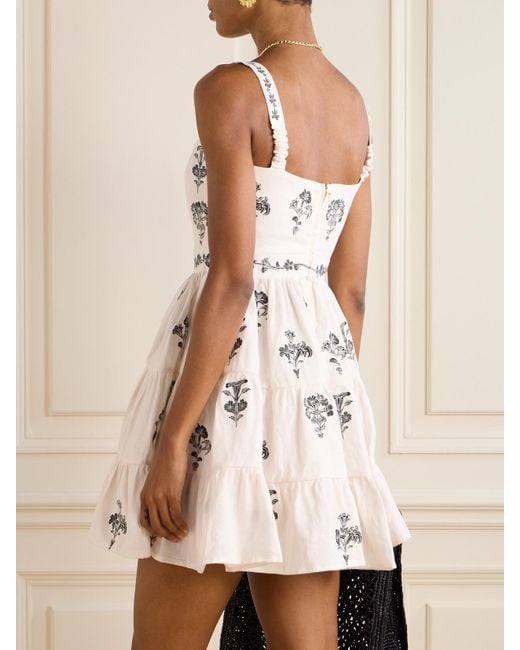 Agua Bendita Natural Lima Minikleid Aus Leinen Mit Stickereien