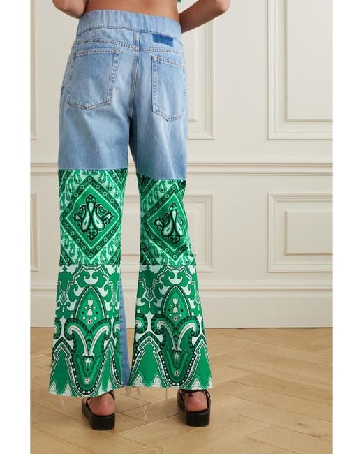 Etro Blue Patchwork Flared Jeans