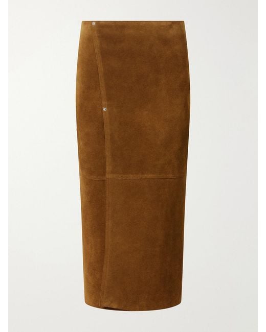 Studio Nicholson Brown Melete Suede Midi Skirt