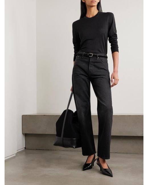 Totême Black Mid-Rise Straight-Leg Organic Jeans