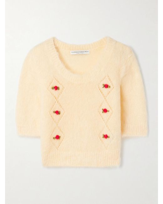 Alessandra Rich Natural Pullover Aus Einer Mohairmischung