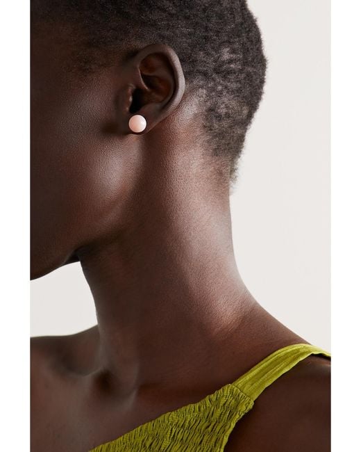 Irene Neuwirth Natural Large Gumball 18-Karat Rose Opal Earrings
