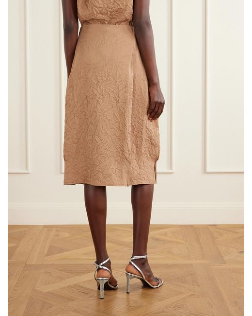 Tory Burch Natural Crinkled-Satin Skirt