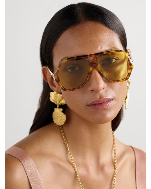 Chloé Metallic Salomé Aviator-Style Acetate Sunglasses