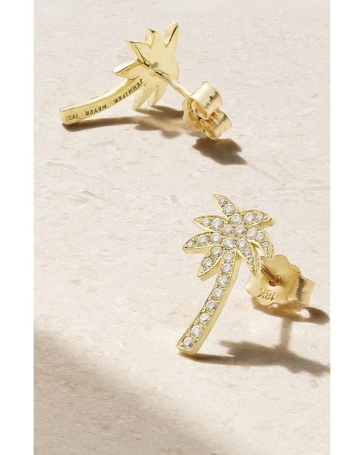 Jennifer Meyer Natural Mini Palm Tree 18-Karat Diamonds Earrings