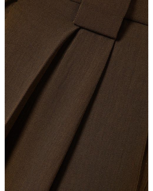 Petar Petrov Green Evidence Pleated Wool-Blend Twill Wide-Leg Pants