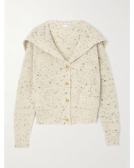 Bottega Veneta Natural Ribbed Wool-Blend Cardigan
