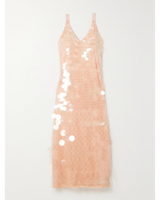Jonathan Simkhai Natural Madysen Sequined Tulle Midi Dress