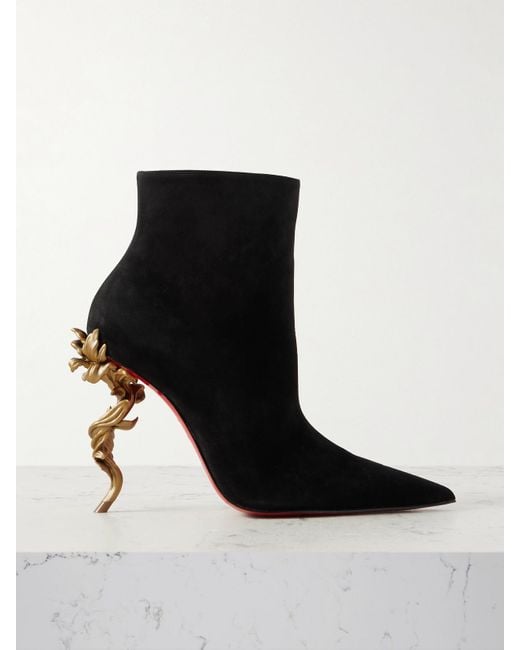 Christian Louboutin Black Belle 100 Suede Ankle Boots