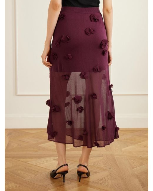 Jonathan Simkhai Purple Cora Floral-Appliqué Midi Skirt