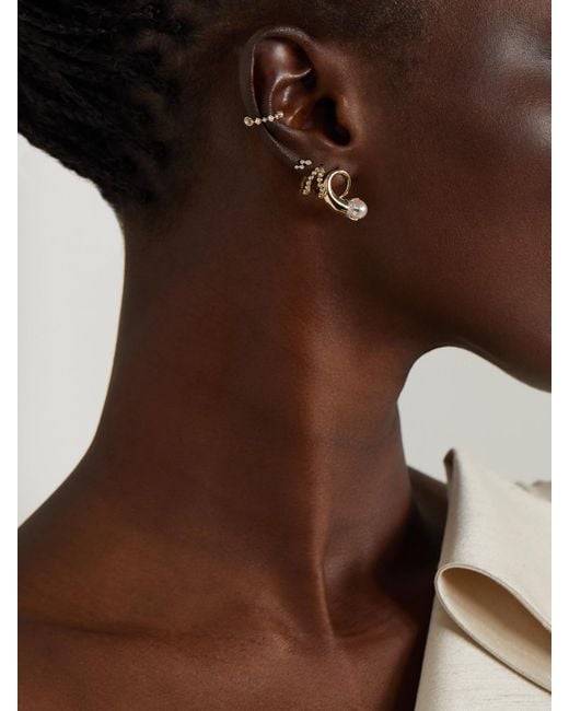 Mateo Natural Cornucopia 14-Karat, Diamond And Pearl Earrings