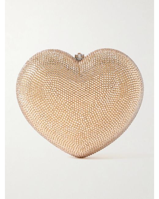 Judith Leiber Natural L'Amour Petit Coeur Crystal-Embellished-Tone Clutch