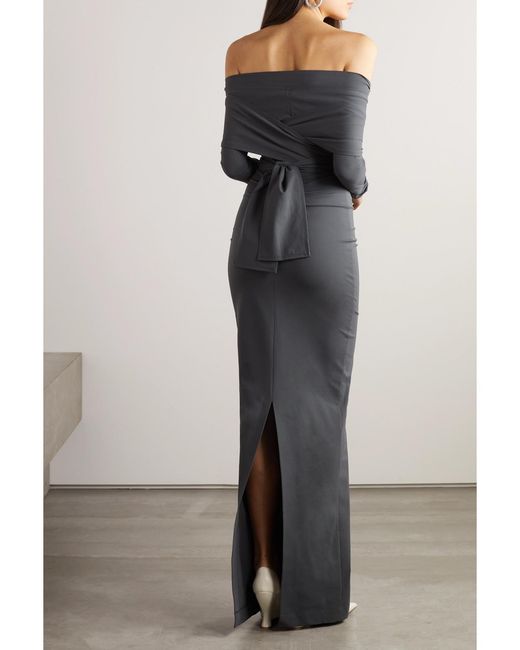 Dolce & Gabbana Black Off-The-Shoulder Draped Stretch-Jersey Gown