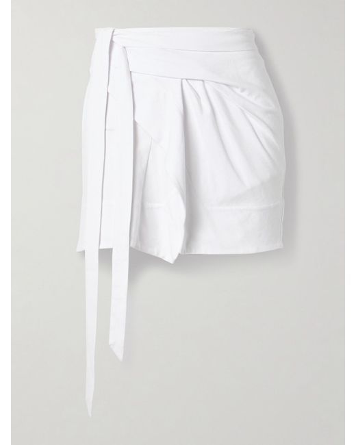 Isabel Marant White Berenice Asymmetrischer Mini-Wickelrock Aus Baumwoll-Jersey