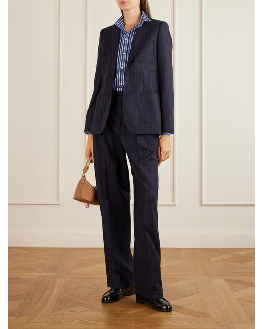Polo Ralph Lauren Blue Pinstriped Wool Blazer