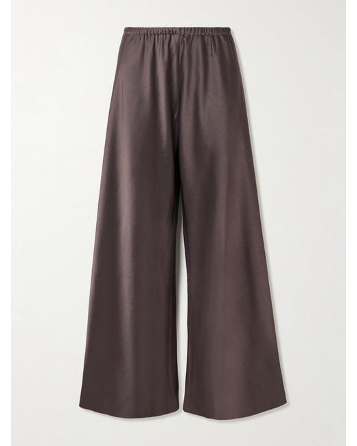 La Ligne Brown Colby Satin Wide-Leg Pants