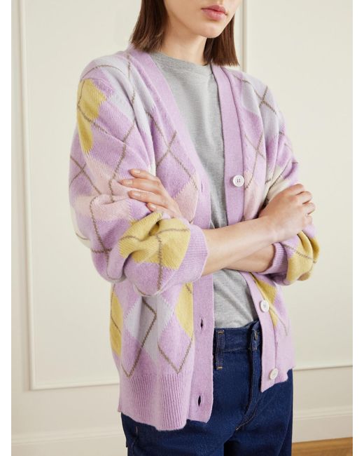 &Daughter Pink Argyle Wool Cardigan