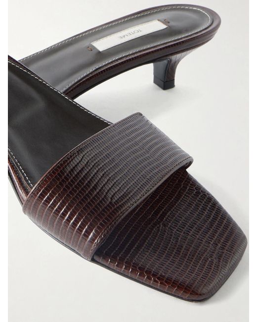 Totême White Lizard-Effect Leather Sandals