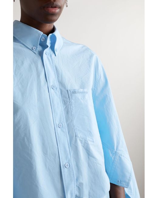 Balenciaga Oversized Cotton Shirt in Blue | Lyst