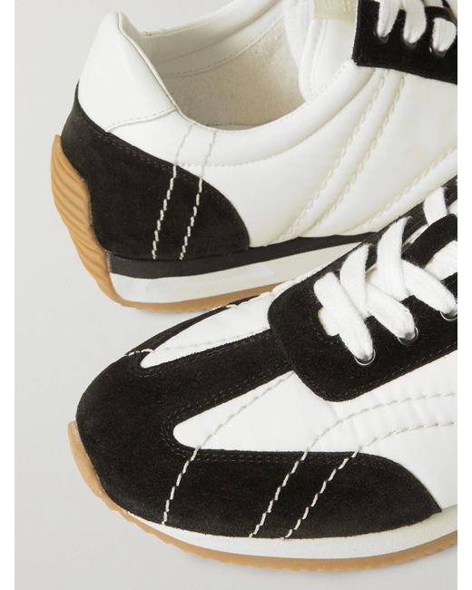 Totême  Black The Sport Leather-Trimmed Suede And Shell Sneakers
