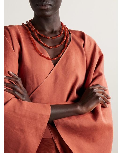 Jennifer Behr Red Veda Kette Aus Karneol Mit Goldfarbenen Details