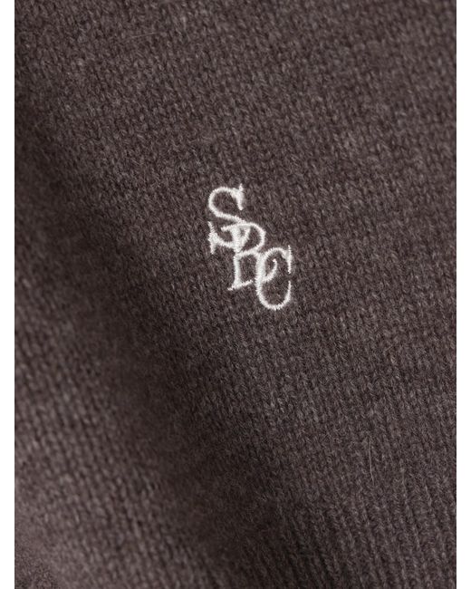 Sporty & Rich Brown Src Embroidered Cashmere And Wool-Blend Polo Sweater