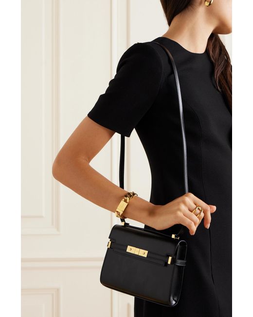Manhattan Mini Patent Leather Crossbody Bag in Black - Saint Laurent
