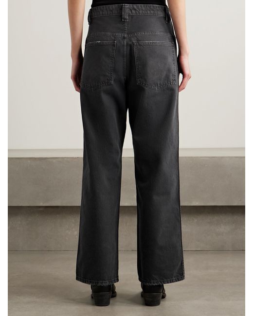 Khaite Black Winslow Mid-Rise Straight-Leg Jeans
